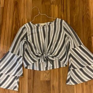 Striped top with flare sleeves